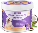 HICC PET Eyes Wipes for Dogs & Cats, Vet-Recommended Dog Eye Infection Treatment, Gently Remove Tear Stain, Debris, Discharge - Ipoallergenico Pet Eye Wash Cleaner for Eye, Wrinkle, Face - 100pcs