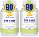 Il nostro quotidiano vites L-metilfolato 1mg / 1000 mcg massima resistenza attiva Folate, 5-MTHF, Filler Free, Gluten Free, Non OGM, capsule vegetariane 90 Conte (pacchetto di 2)