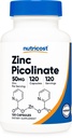 Nutricost Zinc Picolinate 50mg, 120 Capsule Vegetariani - Gluten Free e Non OGM