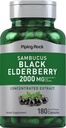 Piping Rock Elderberry Capsule | 2000 mg | 180 pillole | Sambucus Herbal Extract Supplement | Estratto concentrato | Non OGM, Gluten Free