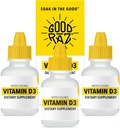 Vitamina D Gocce Adulto - Liquido Solubile D3 Gocce - Potente Vitamina D Gocce Liquide - No Stir, Non OGM, Kosher - D3 Liquido da Aggiungere alla Bevanda o al Cibo, Aromaless - Alimentazione 12-Month (3)