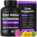 NutraChamps Liver Cleanse Detox & Repair Formula, 20+ Erbe: Estratto di cardo di latte con Silymarin, Artichoke, Dandelion, Polvere di radice di chicory, Integratore di pillole di supporto del fegato, 60 capsule
