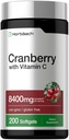 Horbäach Cranberry Pills per le donne e gli uomini | 8400mg | 200 Softgels | Estratto supplemento con vitamina C | Non OGM, Gluten Free