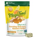 MegaFood Baby & Me Prenatal Morning Sickness Relief, Ginger Chews, con vitamina B6, Fatto senza 9 allergeni alimentari, miele limone Ginger Flavor, 30 Chews