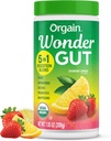 Orgain Organic Wonder Gut Fiber Supplement Powder, 5 in 1 Blend con 1 miliardo di Probiotici, Verdi, Vitamina C, Adaptogens for Gut Health and Immune Support, Non-GMO, Strawberry Lemonade, 7,05 oz