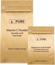 Ingredienti originali puri vitamina C polvere e acido ialuronico Bundle, varie dimensioni, polvere fine, solubile dell'acqua