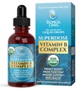 Superdose Organic Vitamina B Complex Liquid Drops | 125.000% DV Vitamina B12, B6, Biotin, Niacin, Folate | Energia, Salute cerebrale, Supporto immunitario | USDA Organic, Vegan, Non-GMO | 60 Serv, 2 Mo. Alimentazione