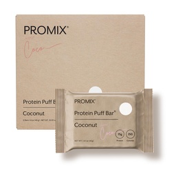 ProMix Nutrition Protein Puff Bars - Coconut - Marshmallow Crispy Treat - Great Tasting & Healthy On The Go Snack - High Protein & Low Calorie - Free From Gluten, Soy, & Corn - 12 Bar