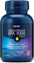 GNC Triple Strength Fish Oil EPA 1000 Mini, 1000mg Omega 3, Mini Softgels, Supporta Occhio, Cervello, Pelle, Trigliceridi sani, Cuore, Giunto, Coated to Control Fishy Burps, 45 Servings