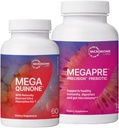 Microbiome Labs MegaPre Prebiotico per sostenere la digestione & Gut Barrier (180 capsule) + MegaQuinone K2-7 Integratore completo di vitamina K con magnesio, zinco (60 capsule) - 2 Bundle del prodotto