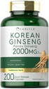 Carlyle Korean Ginseng Extract Capsule 2000 mg | 200 capsule | Non OGM e Gluten Free Formula | Standardized Panax Ginseng Supplemento