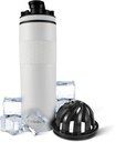 Bottiglia di agitatore in acciaio inossidabile isolata | 20 oz, bianco | Freddo per 24 ore | Coppa isolata con Agitatore Twist-on | Bottiglia senza odori per scuotere proteiche, acqua, denti, cocktail