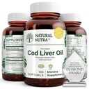 Natural Nutra Norwegian Cod Liver Oil Supplement, aiuta a mantenere la pelle, aiuta a mantenere la densità del corpo, la salute degli occhi e la funzione di Nerve, promuove la salute dentale, sostiene la salute cardiovascolare, 100 Softgels