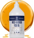 Wild Alaskan Salmon olio per cani con Pollock - 64 oz di Pollock e Salmon olio, Omega 3, EPA e DHA - Dogs Skin e Coat Supplement - Made in USA
