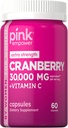 Pillole di mirtillo PINK per le donne | 60 capsule | Plus Vitamina C | Non OGM & Gluten Free Extract Supplement | Supporta la salute del tratto urinario