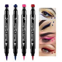 BINGBRUSH Penna Eyeliner del timbro liquido a doppio lato, Trucco dei francobolli del viso Estremamente nero impermeabile di Gel sottile punta High Black Pigment Liquid Eyeliner & Seal resina para tips de gel(Colorful)