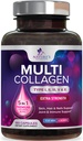 Supplemento Multi Collagen 2400 mg - Tipi I, II, III, V & X Pillole Multi Collagen Peptides per donne & uomini, Integratori di collagene idrolizzati, Capelli, Pelle, Unghie e Supporto Congiunto - 180 Capsule