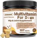 Cane Multivitamina con minerali per la salute generale - Vitamine di cane e integratori con glucosamina, Probiotici per cucciolo e cani anziani con minerali - Omega 3 Fish Oil per pelle e cappotto - 107 Chews