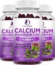 Calcium Magnesio Zinc Gummies witn Elderberry and Sea Moss, Calcio Magnesio 2:1, Contiene Magnesio Glycinate, Vitamina D3, per Bones, Muscoli, Calma Mood & Sleep Support , 60 Gummies(3 Pacchetti)