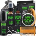 Kit cuscinetto Cuscinetto Grooming Kit w/Beard Wash/Shampoo Beard olio Balm Brush Comb Scissor Bag e-Book Natale Stocking Stuffers Regali Idee per gli uomini Lui Papà Fidanzato Uomo
