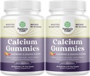 Gummie di calcio ad alto assorbimento con vitamina D3 - Gummie di calcio deliziose per gli adulti - Supplemento di masticabile e vitamina D per la salute e il supporto immunitario Gelatin-Free (2 Confezione)