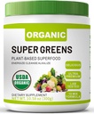 Polvere Superfood Organica Super Green con Spirulina & Chlorella per la salute del fegato, Supporta l'immunità, la salute digestiva, l'energia naturale, Probiotico, Antiossidante, Enzimi digestivi, (300grs)