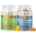 Bundle di Omega DHA Gummies per bambini - acidi grassi Omega 3 6 9 con vitamina C per cervello, immunità e visione e bambini sostegno immunità Gummies - Deliziosa vitamina C con Zinc & Echinacea Booster immunitario