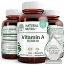 Vitamina Nutra Naturale A 10,000 IU Softgels – Alta potenza Occhi e Vitamine della pelle – Senza glutine - Supplemento per la salute della vista e della pelle – Olio di fegato di pesce per gli uomini e le donne, Gluten Free 250 Softgels (2 Pack)