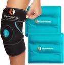 Pacchetto di ghiaccio PhysioNatural per il sollievo del dolore del ginocchio, Avvolto di ghiaccio del gel riutilizzabile per lesioni delle gambe, gonfiore, chirurgia di sostituzione del ginocchio, terapia di compressione fredda per l'artrite, Meniscus Tear e ACL