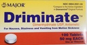 Maggiore Driminate® Dimenhydrinate 50mg 100 Ct per Nausea, Dizziness e Vomiting Da Motion Sickness