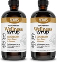 Norm's Farms Wellness Black Elderberry Syrup with Honey, Cinnamon & Cloves - Made in Italy, Natural Immune Support, No Alcohol or Fillers, Gluten-Free, Non-GMO, Vegan, Pure Elderberry Syrup - 2PK 8 Oz