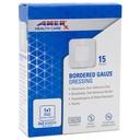 2" x 2" Dressing (1x1 Pad) AMERX Bordered Gauze - Adesive Bandages - Water Resistant Barrier - Self Adhesive Border - traspirante, Ipoallergenico - 15 Pads per Box