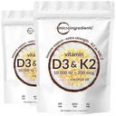 2 Confezione Vitamina D3 10000 iu Plus K2 (MK-7) 200 mcg, 300 Virgin Coconut Oil Softgels | 2 in 1 Vitamine D & K Complex | Supporta l'assorbimento del calcio, Bone, Immune, & salute del cuore – Facile da ingoiare