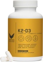 K2D3, vitamina K2 & D3 Integratore con BioPerine Black Pepper, Dual Action Complex per Cuore, Bone, Supporto immunitario, 5000 IU D3, 100 mcg K2, Vegetariano, 60 capsule vegetali