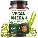 Vegan Omega 3 Algae Oil | Plant Based DHA EPA | Sustainable Sourced, No Carrageenan, Non GMO | Cuore, cervello e salute degli occhi | Fish Oil Alternative | Algae Omega 3 Supplemento | 60 Softgel Capsule