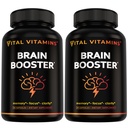 Integratori Vital Vitamins Brain per Memoria e Focus (2-Pack)– Booster Nootropic Brain con Ginkgo Biloba, Rhodiola, B12 – Supporto senza caffeina per adulti e anziani – alimentazione da 60 giorni