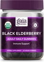 Gaia Herbs Black Elderberry Adult Daily Gummies - Delicious Immune Support Supplement - Realizzato con Organic Black Elderberries for Immune System Support, 40 Gummies (20-Day Supply)