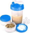 16oz Protein Shaker Bottiglia con Shaker Ball e 2 contenitori | BPA-Free Plastic Cup con Clear Measurement Scale | Perfetto per miscele di proteine e pillole | Portable Pre-Workout Drink Cup(Blue)