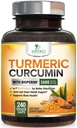 Integratore curcuma curcuma curcuma 2600mg - 95% Curcuminoidi con Estratto di Pepe Nero BioPerine e Turmerico Organico per Migliore Assorbimento, Supporto congiunto Vegano Naturale, Non OGM, Bottigliato negli Stati Uniti - 240 Capsule