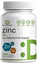 Supplemento Zinc 50mg con Selenio + Rame, 240 capsule, 8 mesi di fornitura, 3 in 1 Formula minerale, Zinc Picolinate supplemento complesso, Supporta sistema immunitario sano per adulti e bambini