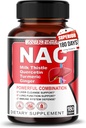 Nac Supplement N-Acetyl-L-Cysteine - Migliorato con il cardo del latte + Quercetina per l'immunità ottimale, respiratoria, benessere del fegato (180 Conteggio (pacchetto di 1))