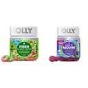Anelli gommosi di fibre di OLLY, fibra prebiotica 5g, FOS (Fructo-oligosaccaridi), Supporto digestivo, Melone di bacche 50ct & Keep it Moving costipation Relief, Rhubarb, Prunes, Amla - Plum Berry Flavor - 30ct