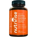 NutriRise Organic Ashwagandha Root Capsule con Pepe Nero, 1300mg, Natural Stress & Mood, Thyroid e Integratore di Supporto Immune, Clarity, Focus & Energy, Gluten Free, 120 Count