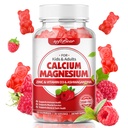 softbear calcio magnesio zinco gommoni per le donne, calcio Magnesio supplemento con vitamina D3 per la forza di ossa, Vegan / Sugar-Free, Raspberry Flavor 60 Conte