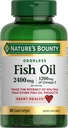 Bounty Odorless Fish Oil, 1200mg Omega-3 per Serving Compreso EPA & DHA, Supporta la salute del cuore, Purificato per eliminare mercurio, Softgels rivestiti, senza glutine, senza crostacei, 90 Ct