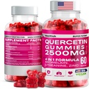 Quercetin Gummies - 2500MG con Bromelain, L-teanina - Supporto immunitario Gummies Allergy Relief & Lung Health for Kids & Adults
