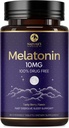 Melatonina 10mg Integratori Di Dissolvere Veloce, Supplemento di supporto per il sonno per gli adulti - Tavolino di Melatonina 10 mg per il supporto sonno riposante, Sapore di fragola, Non-GMO senza zucchero - Alimentazione di 60 giorni
