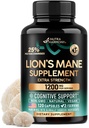 Leoni Mane Supplemento capsule - Organic Lions Mane - Made in USA - Estratto di corpi di frutto - 1200 mg, 25% Polysaccharides - Memory & Focus Support - Come Lions Powder - 120 capsule, 2 mesi di alimentazione