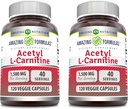 Stupefacente Formulas Acetyl L-Carnitina 1500 Mg per servire Veggie Capsule Supplemento | Non-GMO | Gluten Free | Made in USA | Adatto per vegetariani (120 Conte) | Confezione di 2