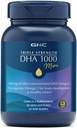GNC Triple Strength DHA 1000 Mini Omega 3 Supplement, 1000mg, Ultra Concentrato, Alta potenza, Supporta lo sviluppo del cervello e la visione sana, Burpless, 90 Mini Softgels, 45 SVG, 45 giorni di alimentazione